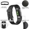 Maledan Bands Replacement Compatible with Fitbit Charge 2, 3-Pack, Large Plum/Gray/Black view 2