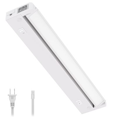 GETINLIGHT 12-inch Swivel LED Under Cabinet Lighting, 2 Color Levels, 2700K/4000K, Dimmable with Wall Dimmers, Plugged-in Only, White Finish, IN-0109-2-WH