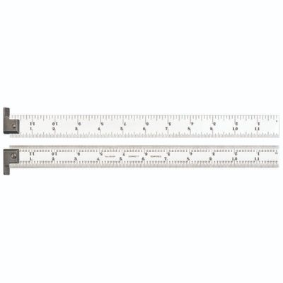 Starrett Spring Tempered Steel Rule, 12" Length, 4R Grad, 3/64" Thick
