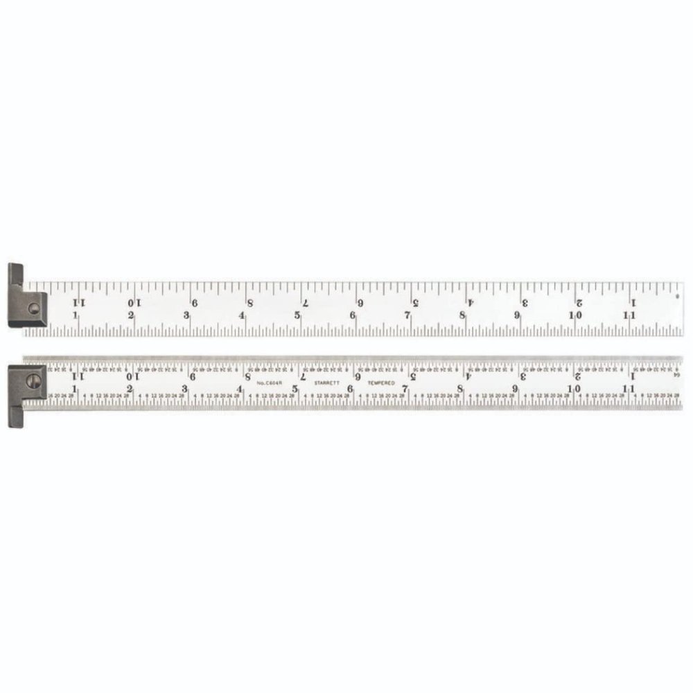 Starrett Spring Tempered Steel Rule, 12" Length, 4R Grad, 3/64" Thick
