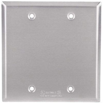 Red Dot 2CCB Device Outlet Box Cover, Blank, 2 Gang, 4-5/8-Inch Width by 4-9/16-Inch Height, Silver, 10-Pack