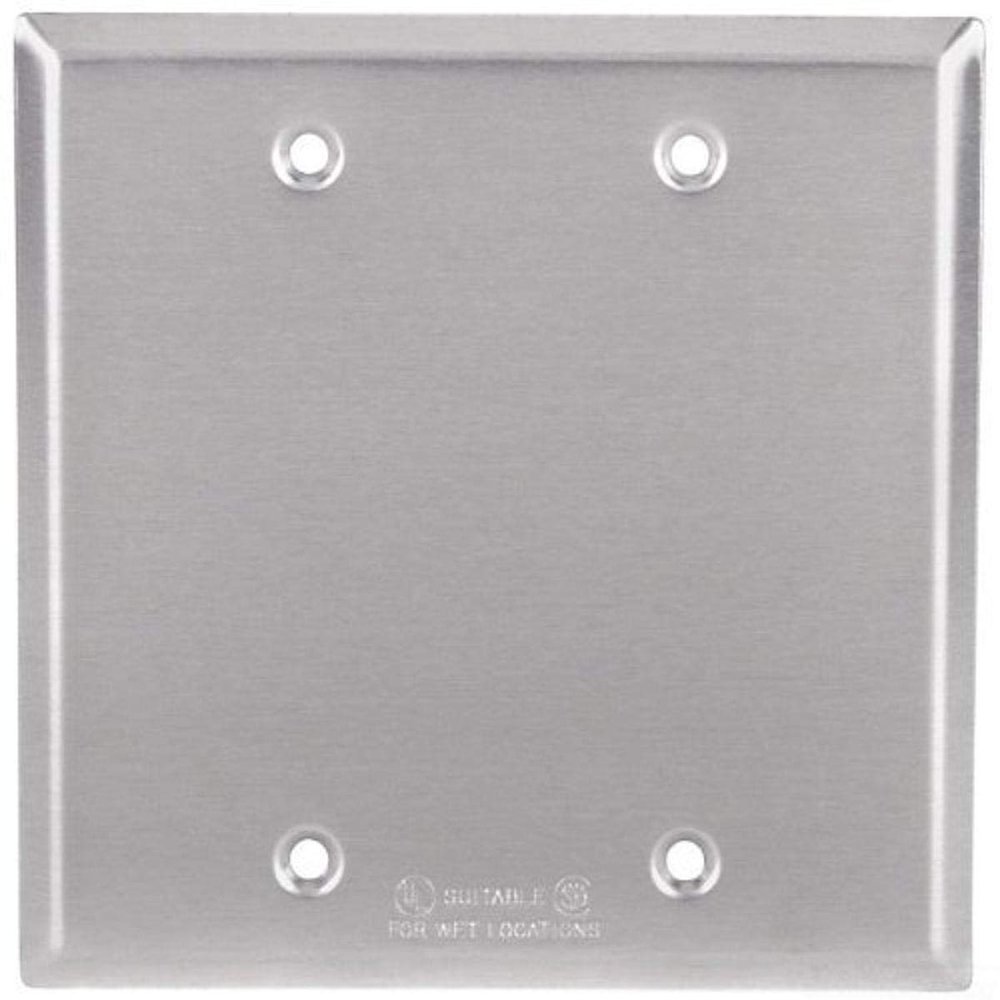 Red Dot 2CCB Device Outlet Box Cover, Blank, 2 Gang, 4-5/8-Inch Width by 4-9/16-Inch Height, Silver, 10-Pack
