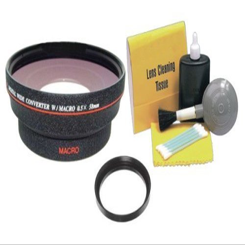 46mm High Definition 0.5X Wide Lens with Macro (58mm Lens), Stepping Ring 46-58mm, NWV Direct 5 Piece Cleaning Kit