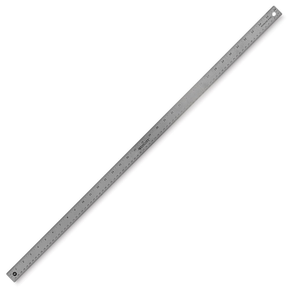Westcott 10414 Stainless Steel Metal Ruler with Non-Slip Cork Base, 6 In