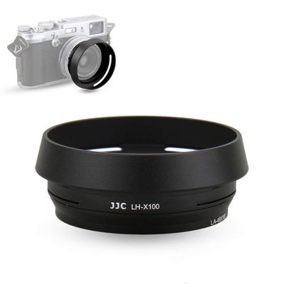 JJC LH-X100 Metal Lens Hood Sun Shade with 49mm Filter Adapter Ring for Fuji Fujifilm X100VI X100V X100F X100T X100S X100 Digital Camera(Not Fits Fujifilm Original Lens Cap), Black Color