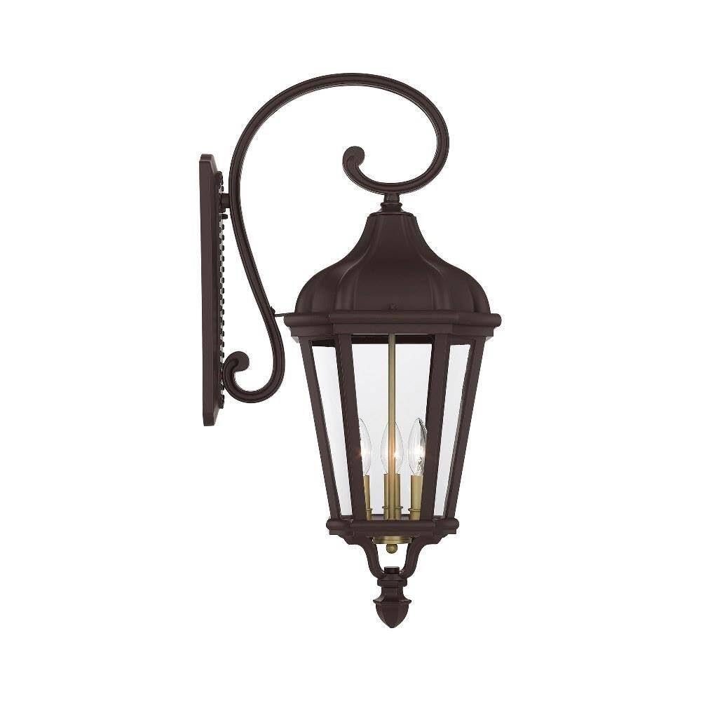 Livex Lighting 3-Light Outdoor Wall Lantern, Bronze