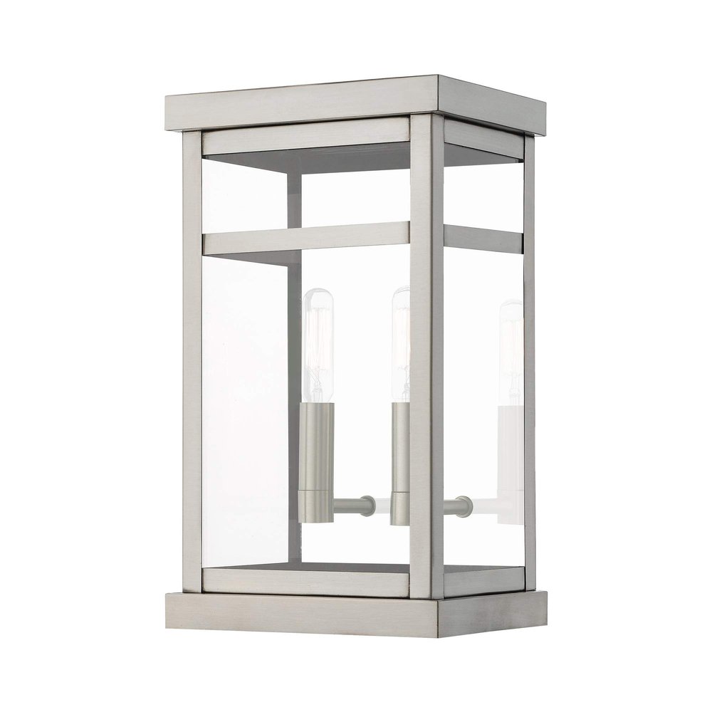 Livex Lighting 20702-91 2-Light Outdoor Wall Lantern, Brushed Nickel