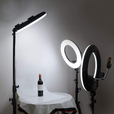 Yidoblo 18 Inch LED Ring Light Kit with Phone/Camera Holder,Makeup Mirror,Stand and Carrying Bag, Bicolor Dimmable Photo Studio Video Portrait Film Selfie YouTube Photography Lights Black