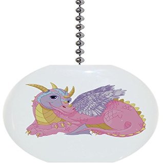 Pink Purple Lady Dragon Solid Ceramic Fan Pull
