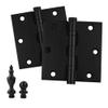 EMBASSY Door Hinge Solid Brass - 3.5 x 3.5 Inch, Heavy Duty, Black, Ball Bearings, Rust Resistant Pin, Architectural Designer Grade, Home Improvement, 2 Pack view 1