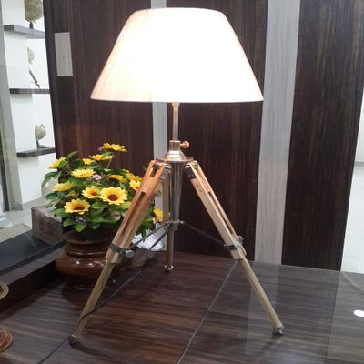 THOR INSTRUMENTS Modern Adjustable Natural Wooden Lamp Tripod Stand Desk Lamp Base Rustic Vintage Home Decor Gifts