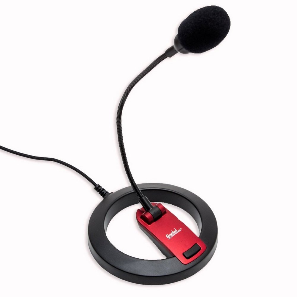 PC Goose Neck Microphone, Computer Microphone With Mute Switch and Stand, Plug And Play 3.5mm Microphone For Desktop/Laptop/iPad/Tablet
