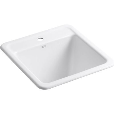 KOHLER Park Falls Top Mount or Undermount Single-Bowl Laundry Utility Sink, 21" Cast Iron Dual-Mount Utility Sinks, K-19022-1-0, White