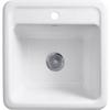 KOHLER Park Falls Top Mount or Undermount Single-Bowl Laundry Utility Sink, 21" Cast Iron Dual-Mount Utility Sinks, K-19022-1-0, White view 2