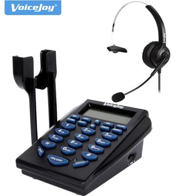 Dialpad with Headset, VoiceJoy Corded Phone [Call Center] Telephone with Headset and Recording Cable and Tone Dial Key Pad/Redial