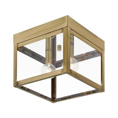 Livex Lighting 20588-01 Nyack 2-Light Ceiling Mount, Antique Brass