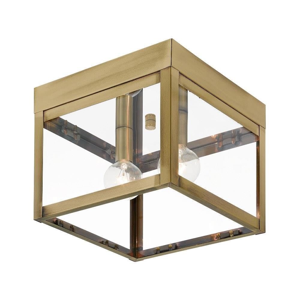 Livex Lighting 20588-01 Nyack 2-Light Ceiling Mount, Antique Brass