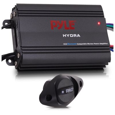 Pyle 200W RMS 4-Channel Marine Amplifier - Bluetooth Wireless Audio Streaming - Waterproof - Full Range Stereo w/ RCA - High Crossover HD Music - Multi-Channel System - Compact & Powerful - PLMRMB4CB