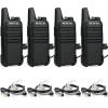 Retevis RT22 Walkie Talkies with Earpiece, Two Way Radios Long Range, Mini Walkie Talkie Rechargeable for Adults,Key Lock,VOX Handsfree, for Family Hunting Camping Hiking Skiing (4 Pack, Black) view 1