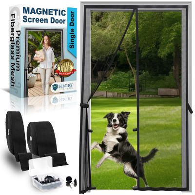 Heavy Duty Magnetic Screen - Front/Back Door Fiberglass Mesh - Self-Closing