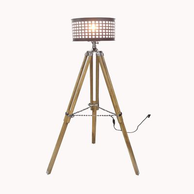 THOR INSTRUMENTS Vintage Hollywood Studio Rustic Natural Wood Tripod Floor Lamp with Matel Shade Balck Living Room Corner Decor Rustic Vintage Home Decor Gifts