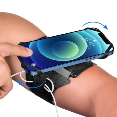 VUP Running Armband 360Rotatable for iPhone 17/16/15/14/13/Pro Max/Pro/Mini/12/11/SE/Xs/XR/X/8/7/Plus, Fits All 4-6.7 Inch Smartphones, with Key Holder Phone Armband for Running Hiking Biking (Black)