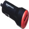 Amazon Basics 24W Dual USB Car Charger for Phones, 2-Port USB-A with LED Indicator, Small Size, Low Profile, Compatible with iPhone 16/15/14/13/12/11/X, Samsung, and more, Black/Red view 1