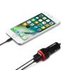 Amazon Basics 24W Dual USB Car Charger for Phones, 2-Port USB-A with LED Indicator, Small Size, Low Profile, Compatible with iPhone 16/15/14/13/12/11/X, Samsung, and more, Black/Red view 2