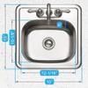Houzer Hospitality Stainless Steel Bar & Prep Sink: 15 Inch Drop-In Topmount 2-Hole Sink for Bar & Kitchen, Durable & Versatile, Essential for Home & Apartment: 1515-6BS-1 view 3