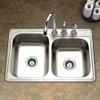 Houzer ISL-3322BS3-1 Glowtone Stainless Steel Kitchen Sink, Topmount, 60/40 Double Bowl Kitchen Sink, 3-hole, Cabinet Compatibility, Satin Finish view 3