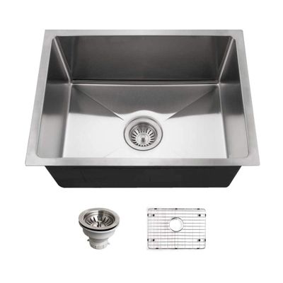 Houzer Nouvelle Stainless Steel Kitchen Sink: 23 Inch Undermount Single Bowl Sink with Strainer & Grid, Durable & Versatile, Essential for Home & Apartment: NOS-4100-1