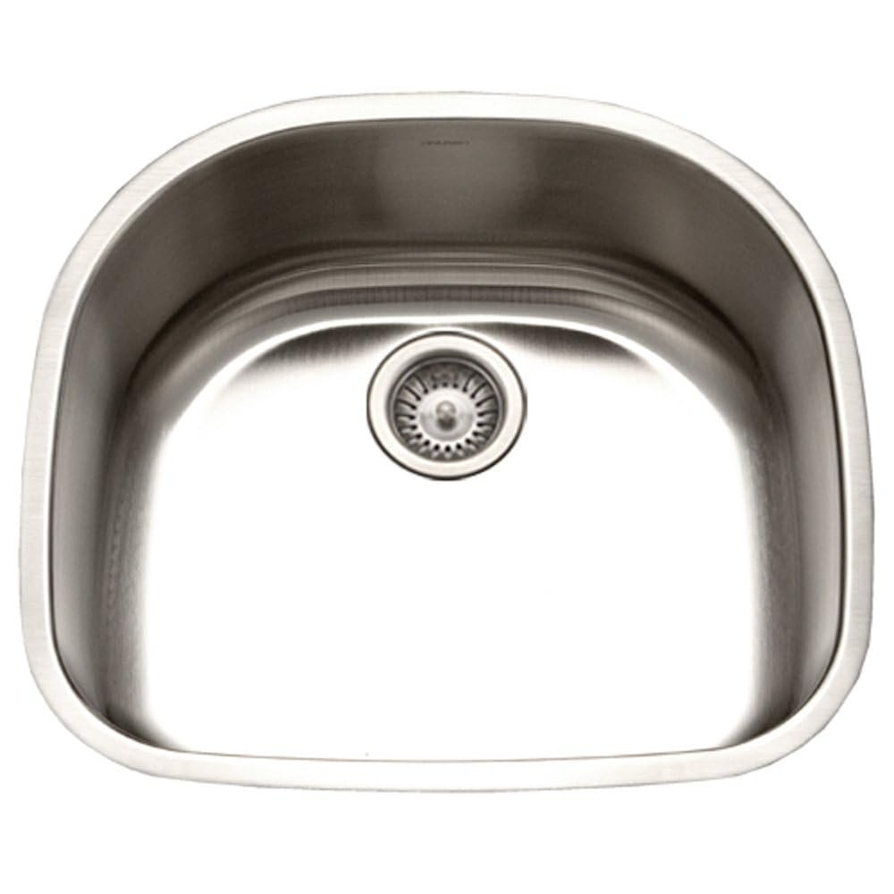 Houzer Eston Stainless Steel Kitchen Sink: 24 Inch Undermount Single D Bowl Sink, Durable and Versatile, Essential for Home and Apartment: STS-1400-1