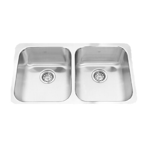 Kindred QDUA1831/8 Steel Queen Undermount Double Bowl Stainless Steel Kitchen Sink, Satin