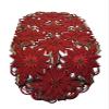 Doily Boutique Christmas Table Runner Embroidered with Red Cutwork Poinsettias, Size 54 x 15 inches view 1