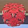 Doily Boutique Christmas Table Runner Embroidered with Red Cutwork Poinsettias, Size 54 x 15 inches view 3