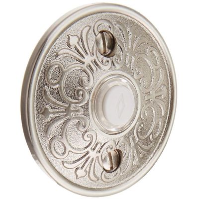 Emtek 2406 2-3/4" Diameter Lancaster Style Brass Lighted Doorbell Rosette, Satin Nickel