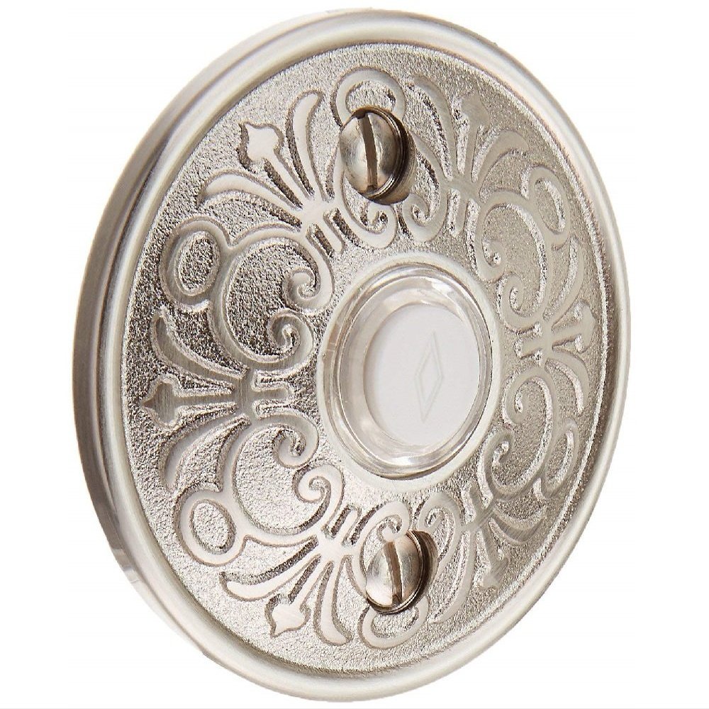 Emtek 2406 2-3/4" Diameter Lancaster Style Brass Lighted Doorbell Rosette, Satin Nickel