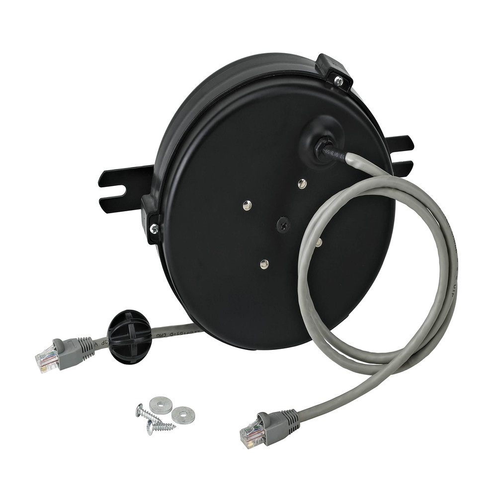 Alert Professional Grade Retractable Data Reel, 20' UL/CSA Listed Cable, Black, Indoor, Industrial, Manual, Wall/Ceiling Mount