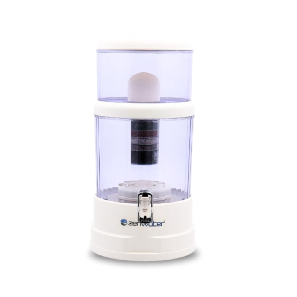 ZENWATER 6-Gallon Countertop Gravity Water Filter System - Portable Alkaline Filtration System - Enjoy Clean and Mineral-Rich Hydration at Home, Office, or Travel