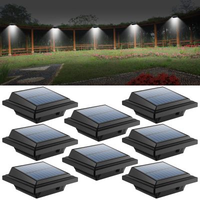 UniqueFire Outdoor Solar Gutter Lights, 40 LEDs Outdoor Solar Fence Lights Outdoor Waterproof Security Lamps for Eaves Garden Landscape Walkway (8, Black, Cool White)
