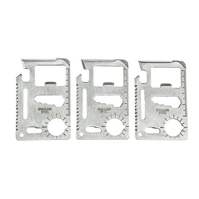 Fliying Fish 11 in 1 Stainless Steel Credit Card Pocket Sized Survival Multi tool 2.76"x1.77" (Silver 3Pack)