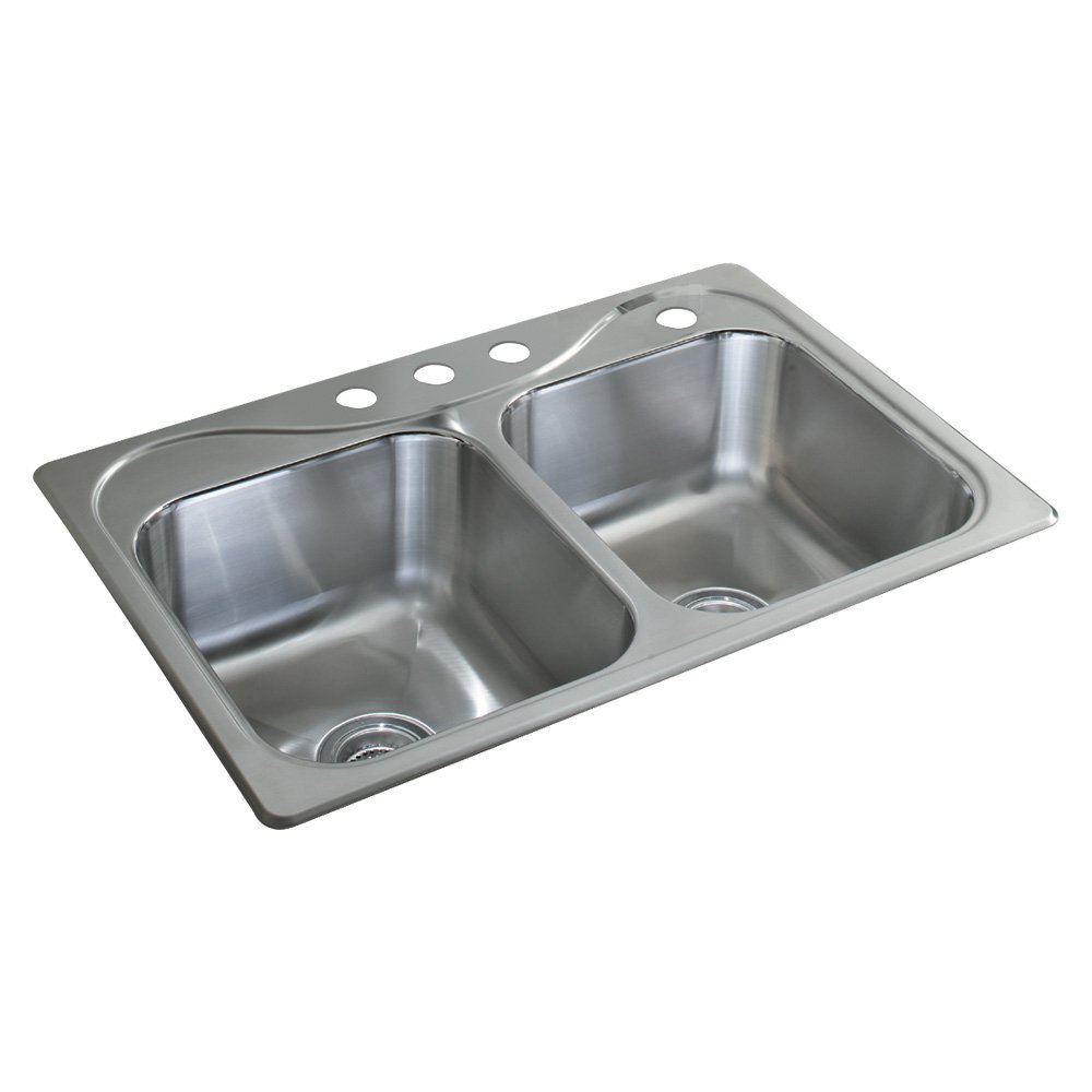 Sterling 11850-4-NA Southhaven 33-inch by 22-inch Top-mount Double Equal Bowl Kitchen Sink, Stainless Steel