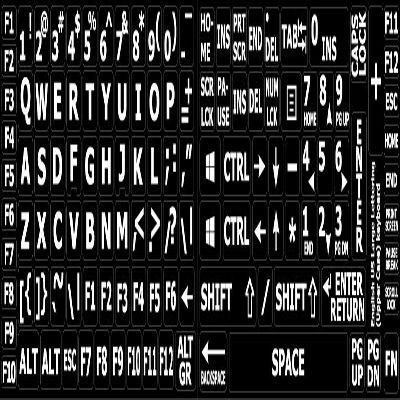 English US Large Letters Keyboard Stickers Matte Non Transparent Black Background (Upper CASE) by 4Keyboard