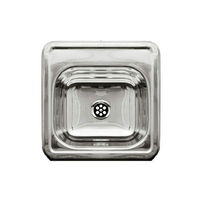 Whitehaus WH692ABL WH692ABLSquare Drop-In Entertainment/Prep Sink with A Smooth Surface, Polished Stainless Steel