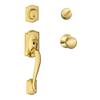 SCHLAGE Camelot Single Cylinder Handleset and Plymouth Knob, Bright Brass (F60 CAM 605 PLY) view 1