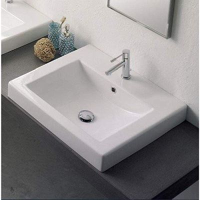 Scarabeo 8025/A-Three Hole-637509855000 Drop-In Porcelain Ceramic Sink, White