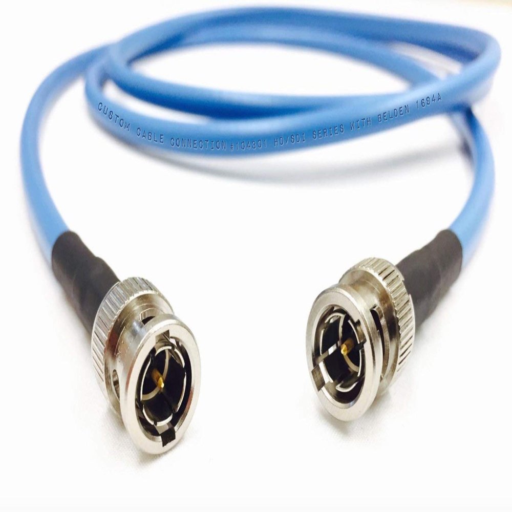 Custom Cable Connection 10 Foot Belden 1694A 6G HD-SDI RG6 BNC Cable (75 Ohm) Blue Jacket