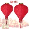 14" (Set of 5) Red Good Fortune (Fu) Oriental Chinese Japanese Paper Nylon Lantern Festival Decoration for Wedding, New Year, Chinese Spring Festival, Celebration Party Decor ~ view 2