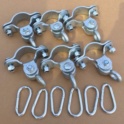 swingsetaccessories.com Heavy Duty 2 3/8" Stamped Steel Galvanized Pipe Hangers (Set of 6) - Pipe Supports - Kid