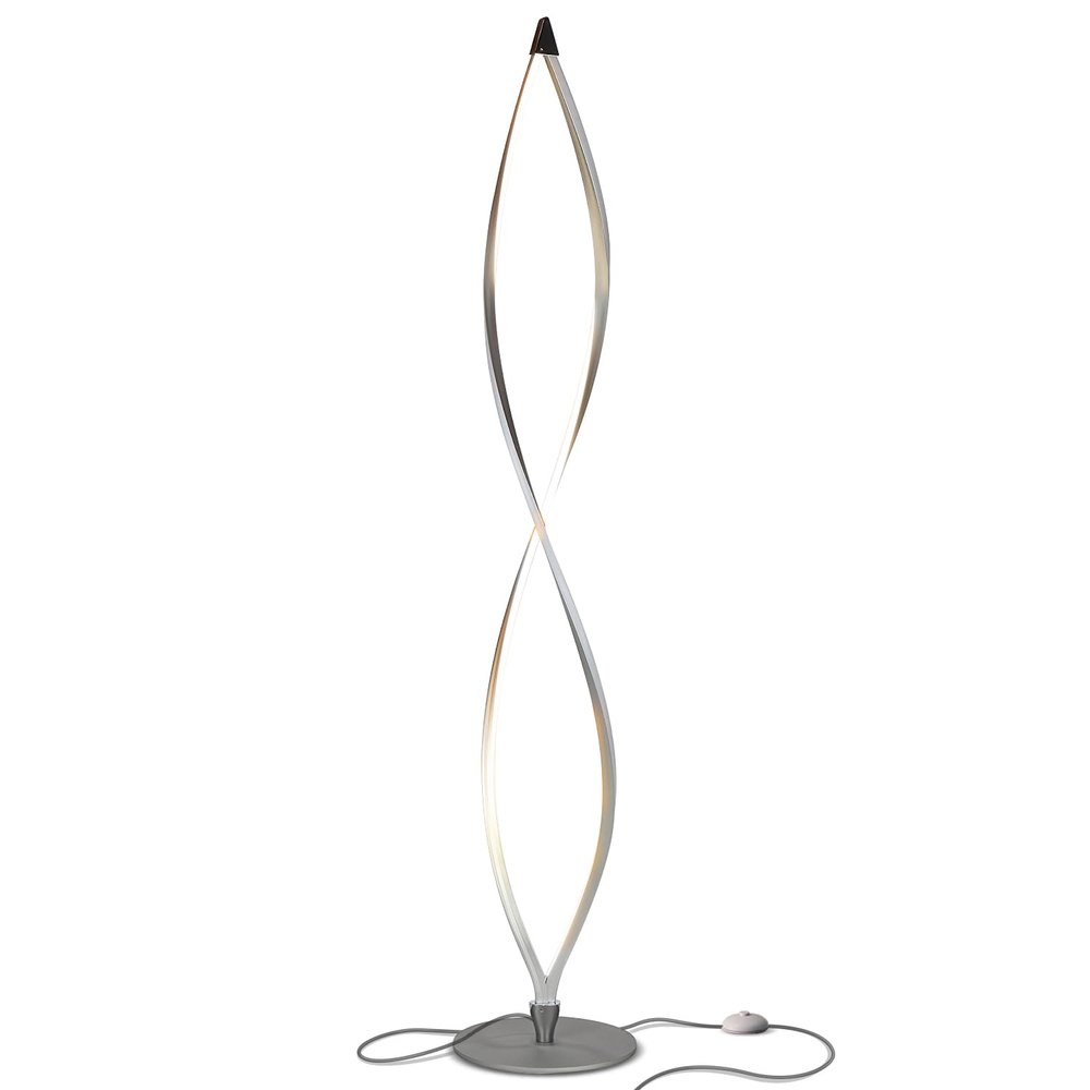 Brightech Twist Floor Lamp, Bright Tall Lamp for Offices, Modern LED Spiral Lamp for Living Rooms, Dimmable Standing Lamp with Sturdy Base for Bedroom Reading, Great Living Room Decor - Silver
